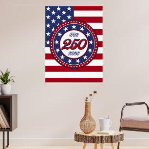 Poster Aniversário de 250 anos da América com a bandeira 