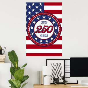 Poster Aniversário de 250 anos da América com a bandeira