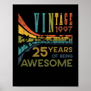 Poster Aniversário de 25 anos Vintage, 1997, 25, Aniversá