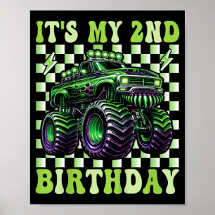 Poster Aniversário de 2 anos do caminhão monstro de 2 ano