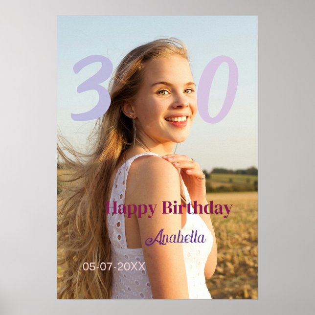 Poster aniversário de 30 anos adicionar nome data ano ROX (Frente)