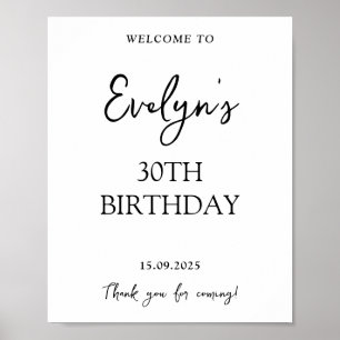 Poster Aniversário de 30 anos de moderno manuscrito preto