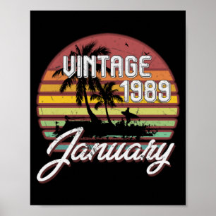 Poster aniversário de 30 anos Gifts Retro Vintage Janeiro