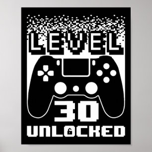 Poster aniversário de 30 anos para Homens Nível 30 Jogado