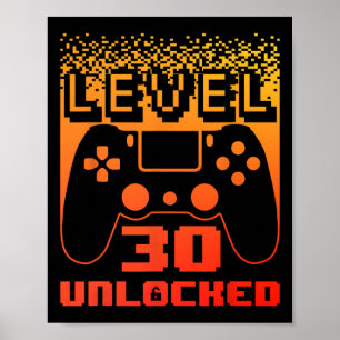 Poster aniversário de 30 anos para Homens Nível 30 Jogado