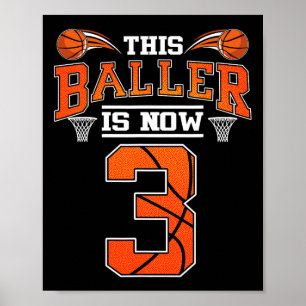 Poster aniversário de 3 anos De Basquete Este Chamador Ag