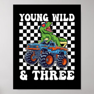 Poster aniversário de 3 anos Monster Truck Young Wild E T