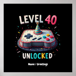 Poster Aniversário de 40 anos de Estilo de Jogos Desbloqu