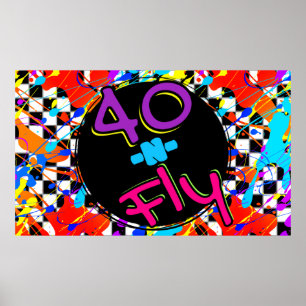 Poster aniversário de 40 anos de hip hop neon Retro 40 n