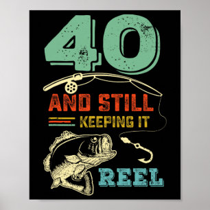 Poster Aniversário de 40 anos de pesca Fazendo 40 anos Pe