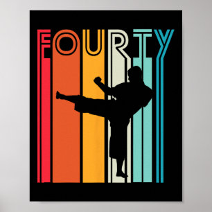 Poster aniversário de 40 anos Gift Karate Retro Taekwondo
