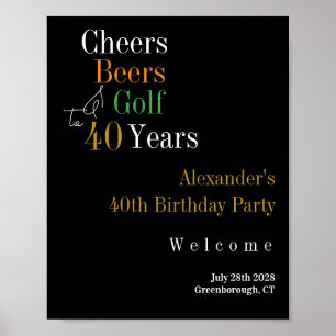 Poster aniversário de 40 anos Golf Cheers Party Welcome
