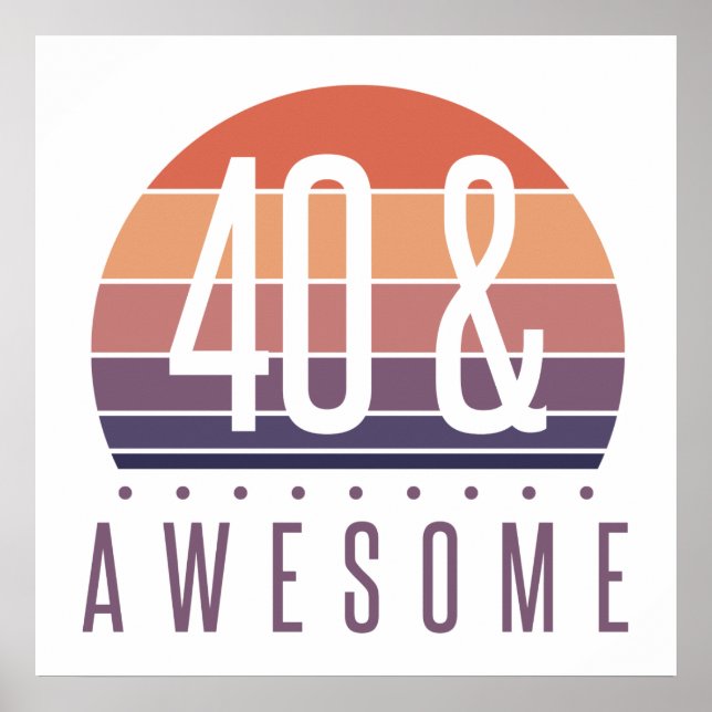 Poster aniversário de 40 anos Retro Sunset (Frente)