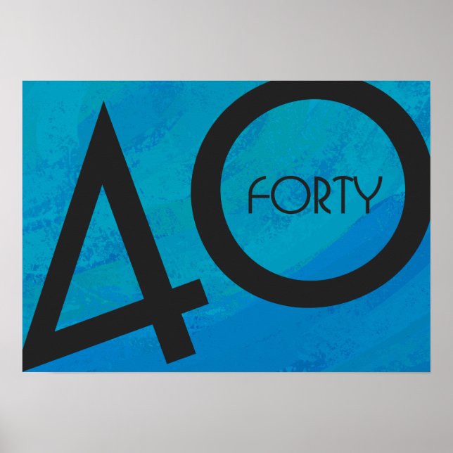 Pôster Aniversário de 40 Década Azul (Frente)