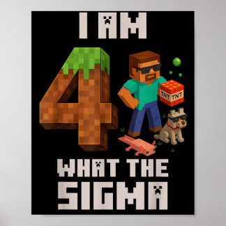 Poster Aniversário de 4 anos engraçado Gamer Pixel 4 Bday