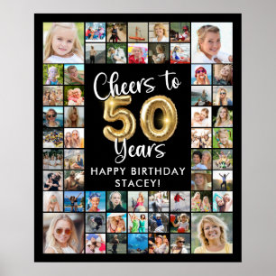 Poster Aniversário de 50 anos 57 Colagem de Fotos Brindes