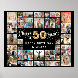 Poster Aniversário de 50 anos 68 Colagem de Fotos Brindes