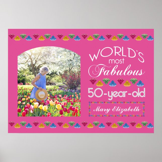 Poster Aniversário de 50 anos Joias Mais Fabulosas Rosa S (Frente)