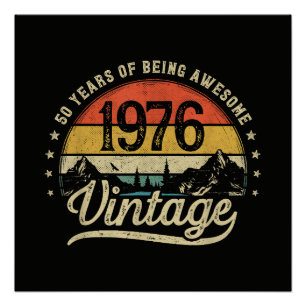 Pôster Aniversário de 50 anos Vintage 1976