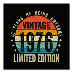 Pôster Aniversário de 50 anos Vintage 1976 Nascido Em 197