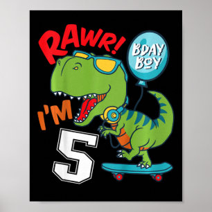 Poster Aniversário de 5 anos de crianças Menino de 5 anos