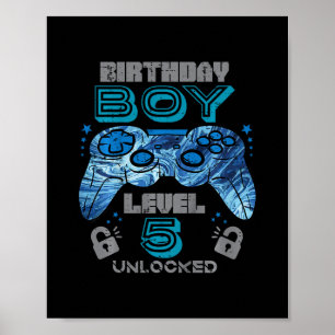 Poster Aniversário de 5 anos do garoto jogador desbloqueo