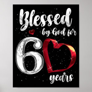 Poster Aniversário de 60 anos Abençoado por Deus por 60 A