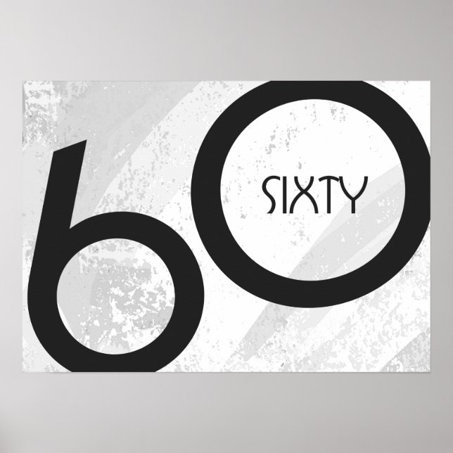 Pôster Aniversário de 60 Décadas Branco (Frente)