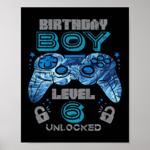 Poster Aniversário de 6 anos do garoto jogador desbloqueo