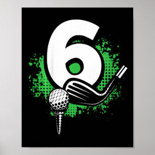 Poster Aniversário de 6 anos do menino jogador de golfe