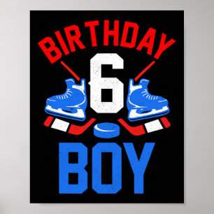 Poster Aniversário De 6 Para Meninos De 6 Anos De Hóquei