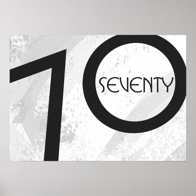 Pôster Aniversário de 70 Décadas Branco (Frente)