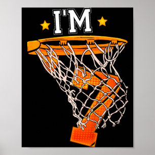Poster Aniversário de 7 anos das crianças basquete 7 meni