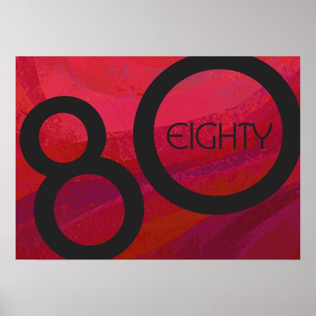 Poster Aniversário de 80 Década Vermelho (Frente)