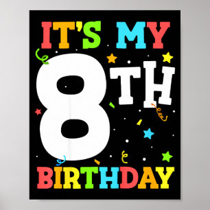 Poster aniversário de 8 anos 8 oito feliz aniversário men