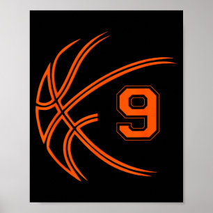 Poster Aniversário de 9 anos Basquete Nove Meninos de 9 A