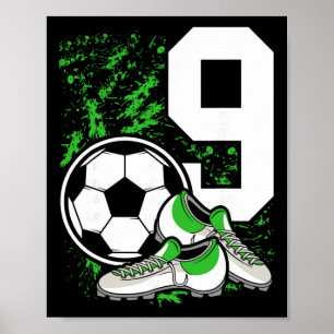 Poster Aniversário de 9 anos meninos 9 anos Futebol Jogad