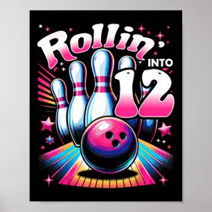 Poster Aniversário de Boliche Rolando Em 12 Festa 12º Ani