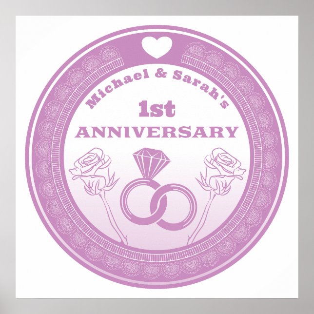 Poster Aniversário de casamento com visual em renda para  (Frente)