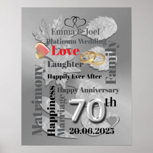 Poster Aniversário de casamento da 70 de Arte Personaliza