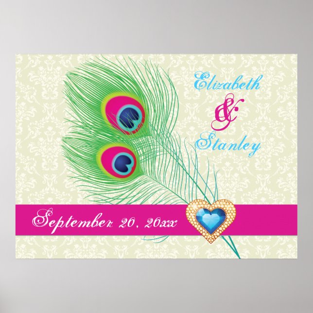 Pôster Aniversário de casamento da joia da pena de Peacoc (Frente)