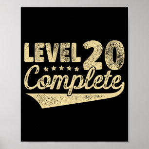 Poster Aniversário de Casamento de 20 de Vintage de Nível