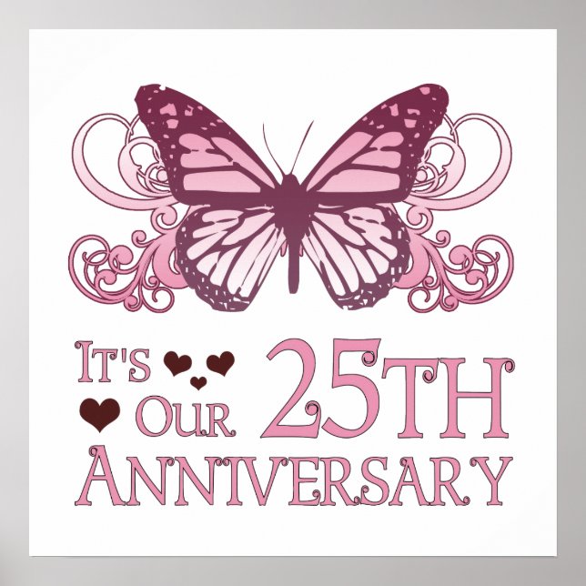 Poster Aniversário de Casamento de 25 (Borboleta) (Frente)