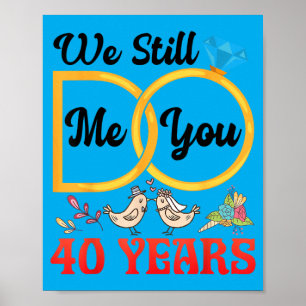 Poster Aniversário de Casamento de 40 Anos de Casal Casad