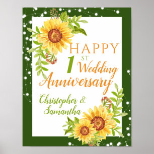 Poster Aniversário de Casamento de rua Girassol Floral