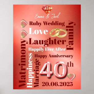 Poster Aniversário de casamento Personalizado do Word Art