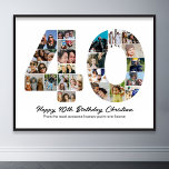 Poster Aniversário de Colagem de Fotos do Número de anive<br><div class="desc">Marque quarenta anos de maravilhosas memórias e aventuras com esta captivadora Colagem de Fotos do Número do aniversário de 40 anos. Esta modelo personalizável é a combinação perfeita de criatividade e sentimento, permitindo que você crie um presente realmente memorável para o dia especial do seu amado. Capture a essência de...</div>