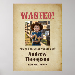 Poster Aniversário de Cowboy do Oeste Procurado