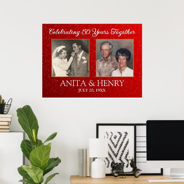Poster Aniversário de Foto Personalizado de Qualquer Ano (Escritório em casa)