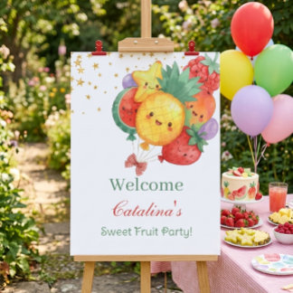 Poster Aniversário de Fruta Doce | Festa Infantil Tropica